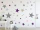 timalo® XL Wandtattoo 120 Sterne Aufkleber | 73079-SET8-120 grau rosa violett/ lila & Flieder - matt