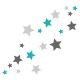 30 Sterne Aufkleber - tricolore türkis grau