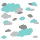 timalo® Wandtattoo Wolken 35 große Sticker | 73091-SET7-35 | mint hellgrau grau