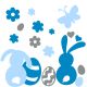 Wandtattoo Set Ostern, Osterhase Pastellfarben 73093-Set2
