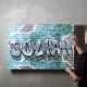 timalo® Gaming Acryl-Wandbild personalisiertes Gamer Bild mit Namen aus Acrylglas - Glasbild gaming room für die Wand Jugendzimmer Acrylglasbild Acrylbild Glas | 40x30cm Graffiti blau