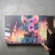 timalo® Gaming Acryl-Wandbild personalisiertes Gamer Bild mit Namen aus Acrylglas - Glasbild gaming room für die Wand Jugendzimmer Acrylglasbild Acrylbild Glas | 40x30cm Cyperkatze