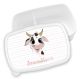 timalo® Brotdose Kinder personalisiert mit Namen | Bento Lunchbox Unterteilung mit Fächern | Jungen Mädchen Kindergarten Schule Motiv Tiere Geschenk | 46- Kuh