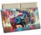 timalo® Kinderzimmer Wandbild Bild auf Leinwand Kinder Bilder für die Wand Leinwandbild xxl personalisiert mit Namen Mädchen Jungen Bild fürs Teenager Zimmer | 60 x 40 cm Feuerwehr Futuristisch