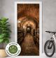 Türtapete selbstklebend blasenfrei | Weinkeller Gewölbe Keller 200 x 90 cm und 220 x 100 cm | Tür Aufkleber Türfolie | Einteilig | Wasserfest 3D Türaufkleber Klebefolie Türposter Möbelfolie