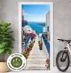 Türtapete selbstklebend blasenfrei | Griechisches Dorf Meer Gasse 200 x 90 cm und 220 x 100 cm | Tür Aufkleber Türfolie | Einteilig | Wasserfest 3D Türaufkleber Klebefolie Türposter Möbelfolie
