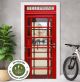 Türtapete selbstklebend blasenfrei | Rote englische Telefonzelle 200 x 90 cm und 220 x 100 cm | Tür Aufkleber Türfolie | Einteilig | Wasserfest 3D Türaufkleber Klebefolie Türposter Möbelfolie