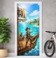 Türtapete selbstklebend | fürs Kinderzimmer | Piraten Schatzinsel 200 x 90 cm | Tür Aufkleber Poster Türfolie | Einteilig | Wasserfest 3D Türaufkleber Wandtattoo Türposter Kinder Motiv