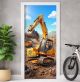 Türtapete selbstklebend | fürs Kinderzimmer | Bagger Baustelle Cartoon 200 x 90 cm | Tür Aufkleber Poster Türfolie | Einteilig | Wasserfest 3D Türaufkleber Wandtattoo Türposter Kinder Motiv