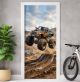 Türtapete selbstklebend | fürs Kinderzimmer | Monstertruck Auto Action 200 x 90 cm | Tür Aufkleber Poster Türfolie | Einteilig | Wasserfest 3D Türaufkleber Wandtattoo Türposter Kinder Motiv