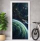 Türtapete selbstklebend | fürs Kinderzimmer | Weltall Raumschiff Planeten 200 x 90 cm | Tür Aufkleber Poster Türfolie | Einteilig | Wasserfest 3D Türaufkleber Wandtattoo Türposter Kinder Motiv
