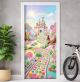 Türtapete selbstklebend | fürs Kinderzimmer | Candyland Süßigkeiten 200 x 90 cm | Tür Aufkleber Poster Türfolie | Einteilig | Wasserfest 3D Türaufkleber Wandtattoo Türposter Kinder Motiv