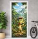 Türtapete selbstklebend | fürs Kinderzimmer | Lustiger Dino 200 x 90 cm | Tür Aufkleber Poster Türfolie | Einteilig | Wasserfest 3D Türaufkleber Wandtattoo Türposter Kinder Motiv