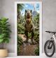 Türtapete selbstklebend | fürs Kinderzimmer | T-Rex im Dschungel Dino 200 x 90 cm | Tür Aufkleber Poster Türfolie | Einteilig | Wasserfest 3D Türaufkleber Wandtattoo Türposter Kinder Motiv