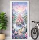 Türtapete selbstklebend | fürs Kinderzimmer | Märchenschloss pastell 200 x 90 cm | Tür Aufkleber Poster Türfolie | Einteilig | Wasserfest 3D Türaufkleber Wandtattoo Türposter Kinder Motiv