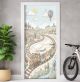 Türtapete selbstklebend | fürs Kinderzimmer | Kinderzug Eisenbahn Pastell 200 x 90 cm | Tür Aufkleber Poster Türfolie | Einteilig | Wasserfest 3D Türaufkleber Wandtattoo Türposter Kinder Motiv