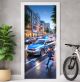 Türtapete selbstklebend | fürs Kinderzimmer | Polizeiauto Polizei 200 x 90 cm | Tür Aufkleber Poster Türfolie | Einteilig | Wasserfest 3D Türaufkleber Wandtattoo Türposter Kinder Motiv