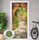Türtapete selbstklebend blasenfrei | Malerische Gasse 200 x 90 cm und 220 x 100 cm | Tür Aufkleber Türfolie | Einteilig | Wasserfest 3D Türaufkleber Klebefolie Türposter Möbelfolie