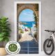 Türtapete selbstklebend blasenfrei | Blick auf das Meer 200 x 90 cm und 220 x 100 cm | Tür Aufkleber Türfolie | Einteilig | Wasserfest 3D Türaufkleber Klebefolie Türposter Möbelfolie