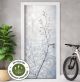 Türtapete Selbstklebend Blasenfrei | Winter Zweige Skandinavisch Weiß 200 x 90 cm und 220 x 100 cm | Tür Aufkleber Türfolie | Einteilig | Wasserfest 3D Türaufkleber Klebefolie Türposter Möbelfolie