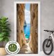 Türtapete Selbstklebend Blasenfrei | Mediterran Felsenschlucht Meer Treppe 200 x 90 cm und 220 x 100 cm | Tür Aufkleber Türfolie | Einteilig | Wasserfest 3D Türaufkleber Klebefolie Türposter Möbelfolie