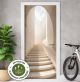 Türtapete Selbstklebend Blasenfrei | Minimalistisch Mediterran Treppe 200 x 90 cm und 220 x 100 cm | Tür Aufkleber Türfolie | Einteilig | Wasserfest 3D Türaufkleber Klebefolie Türposter Möbelfolie