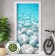 Türtapete Selbstklebend Blasenfrei | Coastal Meer Türkis Kieselsteine 200 x 90 cm und 220 x 100 cm | Tür Aufkleber Türfolie | Einteilig | Wasserfest 3D Türaufkleber Klebefolie Türposter Möbelfolie