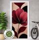 Türtapete Selbstklebend Blasenfrei | Mid Century Blume Bordeaux Retro 200 x 90 cm und 220 x 100 cm | Tür Aufkleber Türfolie | Einteilig | Wasserfest 3D Türaufkleber Klebefolie Türposter Möbelfolie