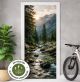 Türtapete Selbstklebend Blasenfrei | Alpen Bergbach Wald Berge 200 x 90 cm und 220 x 100 cm | Tür Aufkleber Türfolie | Einteilig | Wasserfest 3D Türaufkleber Klebefolie Türposter Möbelfolie