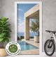Türtapete Selbstklebend Blasenfrei | Mediterrane Villa Pool Meer 200 x 90 cm und 220 x 100 cm | Tür Aufkleber Türfolie | Einteilig | Wasserfest 3D Türaufkleber Klebefolie Türposter Möbelfolie