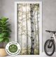 Türtapete Selbstklebend Blasenfrei | Birkenwald Skandinavisch Natur Grün 200 x 90 cm und 220 x 100 cm | Tür Aufkleber Türfolie | Einteilig | Wasserfest 3D Türaufkleber Klebefolie Türposter Möbelfolie