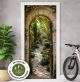 Türtapete Selbstklebend Blasenfrei | Mediterraner Garten Torbogen Vintage 200 x 90 cm und 220 x 100 cm | Tür Aufkleber Türfolie | Einteilig | Wasserfest 3D Türaufkleber Klebefolie Türposter Möbelfolie