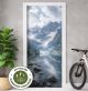 Türtapete Selbstklebend Blasenfrei | Bergsee Alpen Berge Nebel Natur 200 x 90 cm und 220 x 100 cm | Tür Aufkleber Türfolie | Einteilig | Wasserfest 3D Türaufkleber Klebefolie Türposter Möbelfolie