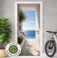 Türtapete Selbstklebend Blasenfrei | Mediterraner Ausblick Meer 200 x 90 cm und 220 x 100 cm | Tür Aufkleber Türfolie | Einteilig | Wasserfest 3D Türaufkleber Klebefolie Türposter Möbelfolie