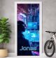 Türtapete selbstklebend | personalisiert mit Namen | Gamer Neon Level Up 200 x 90 cm | Tür Aufkleber Poster Türfolie | Einteilig | Wasserfest 3D Türaufkleber Wandtattoo Türposter Teenager