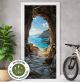 Türtapete Selbstklebend Blasenfrei | Meereshöhle Felsen Küste 200 x 90 cm und 220 x 100 cm | Tür Aufkleber Türfolie | Einteilig | Wasserfest 3D Türaufkleber Klebefolie Türposter Möbelfolie