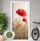 Türtapete Selbstklebend Blasenfrei | Mohnblumen Rot Wiese 200 x 90 cm und 220 x 100 cm | Tür Aufkleber Türfolie | Einteilig | Wasserfest 3D Türaufkleber Klebefolie Türposter Möbelfolie