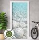 Türtapete Selbstklebend Blasenfrei | Türkises Wasser Steine Kiesel 200 x 90 cm und 220 x 100 cm | Tür Aufkleber Türfolie | Einteilig | Wasserfest 3D Türaufkleber Klebefolie Türposter Möbelfolie