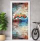 Türtapete selbstklebend | personalisiert mit Namen | Graffiti Jungen Urban orange 200 x 90 cm | Tür Aufkleber Poster Türfolie | Einteilig | Wasserfest 3D Türaufkleber Wandtattoo Türposter Teenager