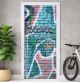 Türtapete selbstklebend | personalisiert mit Namen | Graffiti Blau 200 x 90 cm | Tür Aufkleber Poster Türfolie | Einteilig | Wasserfest 3D Türaufkleber Wandtattoo Türposter Teenager