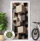 Türtapete Selbstklebend Blasenfrei | Würfel Betonoptik geometrisch Grau 200 x 90 cm und 220 x 100 cm | Tür Aufkleber Türfolie | Einteilig | Wasserfest 3D Türaufkleber Klebefolie Türposter Möbelfolie