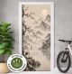 Türtapete Selbstklebend Blasenfrei | asiatisch Berglandschaft Kirschblüten Kranich See 200 x 90 cm und 220 x 100 cm | Tür Aufkleber Türfolie | Einteilig | Wasserfest 3D Türaufkleber Klebefolie Türposter Möbelfolie