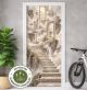 Türtapete Selbstklebend Blasenfrei | Fantasy Himmelstreppe Wolken Ruinen Wasserfall 200 x 90 cm und 220 x 100 cm | Tür Aufkleber Türfolie | Einteilig | Wasserfest 3D Türaufkleber Klebefolie Türposter Möbelfolie