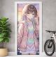 Türtapete selbstklebend | personalisiert mit Namen | Anime Mädchen 200 x 90 cm | Tür Aufkleber Poster Türfolie | Einteilig | Wasserfest 3D Türaufkleber Wandtattoo Türposter Teenager