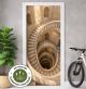 Türtapete Selbstklebend Blasenfrei | Wendeltreppe Spirale Treppenhaus Steinoptik 200 x 90 cm und 220 x 100 cm | Tür Aufkleber Türfolie | Einteilig | Wasserfest 3D Türaufkleber Klebefolie Türposter Möbelfolie