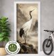 Türtapete Selbstklebend Blasenfrei | Kranich asiatisch Berglandschaft Vintage 200 x 90 cm und 220 x 100 cm | Tür Aufkleber Türfolie | Einteilig | Wasserfest 3D Türaufkleber Klebefolie Türposter Möbelfolie