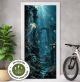 Türtapete Selbstklebend Blasenfrei | Unterwasserwelt Atlantis Quallen Ruinen Blau 200 x 90 cm und 220 x 100 cm | Tür Aufkleber Türfolie | Einteilig | Wasserfest 3D Türaufkleber Klebefolie Türposter Möbelfolie