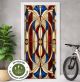 Türtapete Selbstklebend Blasenfrei | Buntglas Glasmalerei Art déco geometrisch 200 x 90 cm und 220 x 100 cm | Tür Aufkleber Türfolie | Einteilig | Wasserfest 3D Türaufkleber Klebefolie Türposter Möbelfolie