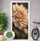 Türtapete Selbstklebend Blasenfrei | Dahlie Blume Blüte Beige Vintage 200 x 90 cm und 220 x 100 cm | Tür Aufkleber Türfolie | Einteilig | Wasserfest 3D Türaufkleber Klebefolie Türposter Möbelfolie