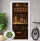 Türtapete Selbstklebend Blasenfrei | Bücherregal Bibliothek Bücher Vintage Holzoptik 200 x 90 cm und 220 x 100 cm | Tür Aufkleber Türfolie | Einteilig | Wasserfest 3D Türaufkleber Klebefolie Türposter Möbelfolie